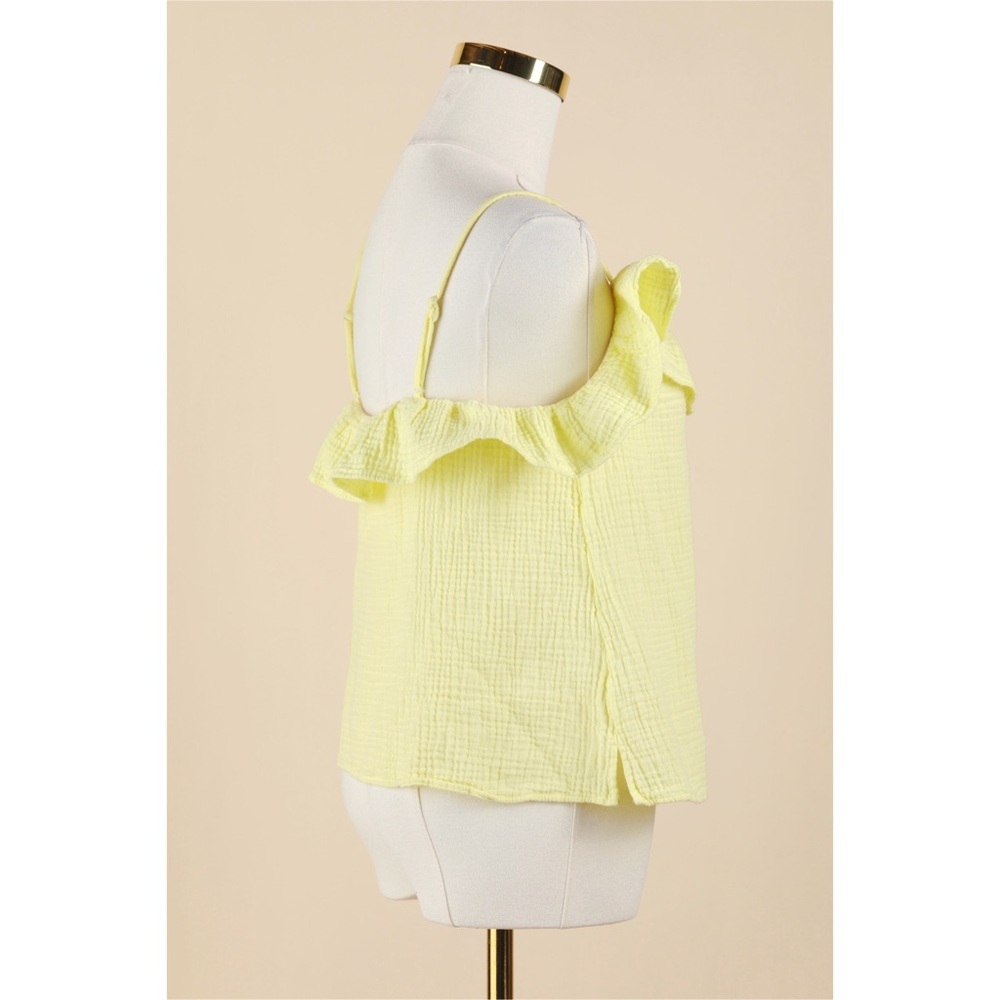 Sz S J. Crew 100% Cotton Lemon Meringue Soft Gauzy Ruffle Camisole Tank Top EUC - Picture 2 of 4